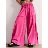 imageSOLY HUX Womens Wide Leg Baggy Sweatpants Acid Wash Drawstring Elastic Waist Palazzo Long Pants with PocketsPlain Pink