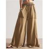imageSOLY HUX Womens Wide Leg Baggy Sweatpants Acid Wash Drawstring Elastic Waist Palazzo Long Pants with PocketsPure Brown