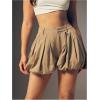 imageSOLY HUX Womens Y2k Bubble Shorts High Waisted Puffy Balloon Summer Mini Shorts with PocketsPlain Khaki