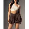 imageSOLY HUX Womens Y2k Bubble Shorts High Waisted Puffy Balloon Summer Mini Shorts with PocketsPure Coffee Brown