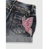 imageSOLY HUX Womens Y2k Butterfly Embroidery Distressed Jean Shorts Vintage Low Rise Mini Denim ShortsBlue Butterfly