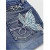 imageSOLY HUX Womens Y2k Butterfly Embroidery Distressed Jean Shorts Vintage Low Rise Mini Denim ShortsMedium Blue Butterfly