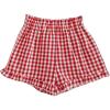 imageSOLY HUX Toddler Girls Plaid Shorts Elastic Waist Wide Leg Ruffle Hem Loose Casual Summer ShortsRed Plaid