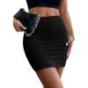 imageSOLY HUX Womens Elastic High Waist Bodycon Pencil Mini Skirt Black Milk Fiber M