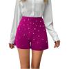 imageSOLY HUX Womens Elegant Pearl High Waisted Shorts Straight Leg Work Office Dress ShortsPlain Red Violet