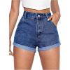 imageSOLY HUX Womens High Waisted Straight Leg Jean Shorts Casual Summer Denim Short PantsDark Wash