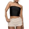 imageSOLY HUX Womens Lace Ruffle Micro Shorts Y2k Elastic Low Rise Sheer Layered Mini Shorts Going Out Party ClubwearPlain Apricot