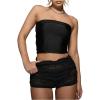 imageSOLY HUX Womens Lace Ruffle Micro Shorts Y2k Elastic Low Rise Sheer Layered Mini Shorts Going Out Party ClubwearPlain Black