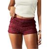 imageSOLY HUX Womens Lace Ruffle Micro Shorts Y2k Elastic Low Rise Sheer Layered Mini Shorts Going Out Party ClubwearPlain Burgundy