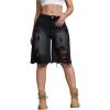 imageSOLY HUX Womens Ripped Denim Shorts Y2k Distressed Wide Leg Raw Hem Summer Bermuda ShortsPlain Black