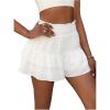 imageSOLY HUX Womens Ruffle Shorts Shirred Elastic High Waisted Layered Wide Leg Summer ShortsPure White