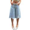 imageSOLY HUX Womens Summer Ripped Denim Shorts Y2k Wide Leg Baggy Cropped Jeans Capris PantsPlain Light Blue