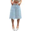 imageSOLY HUX Womens Summer Ripped Denim Shorts Y2k Wide Leg Baggy Cropped Jeans Capris PantsPure Light Blue
