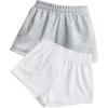 imageSOLY HUX Womens Sweat Shorts 2 Packs Elastic Waist Running Workout Mini Shorts Summer OutfitsWhite and Grey