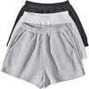 imageSOLY HUX Womens Sweat Shorts 3 Packs Summer Elastic Waist Athletic Shorts with PocketsBlack Grey White