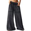 imageSOLY HUX Womens Wide Leg Baggy Sweatpants Acid Wash Drawstring Elastic Waist Palazzo Long Pants with PocketsPlain Black