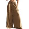 imageSOLY HUX Womens Wide Leg Baggy Sweatpants Acid Wash Drawstring Elastic Waist Palazzo Long Pants with PocketsPure Brown