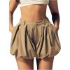imageSOLY HUX Womens Y2k Bubble Shorts High Waisted Puffy Balloon Summer Mini Shorts with PocketsPlain Khaki