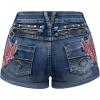 imageSOLY HUX Womens Y2k Butterfly Embroidery Distressed Jean Shorts Vintage Low Rise Mini Denim ShortsBlue Embroidery