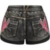 imageSOLY HUX Womens Y2k Butterfly Embroidery Distressed Jean Shorts Vintage Low Rise Mini Denim ShortsLight Grey Butterfly