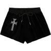 imageSOLY HUX Womens Y2k Rhinestone Velvet Shorts Drawstring Elastic Waist Track ShortsBlack Geometric