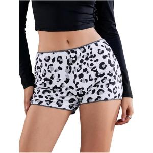imageSOLY HUX Womens Cheetah Print Micro Shorts Leopard Y2k Mini Rave OutfitsBlack and White