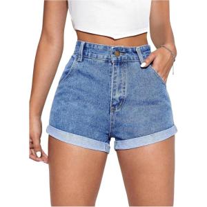 imageSOLY HUX Womens High Waisted Straight Leg Jean Shorts Casual Summer Denim Short PantsLight Wash