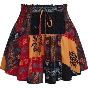 imageSOLY HUX Womens Plus Size Wide Leg Boho Flowy Shorts Summer High Waisted Shirred ShortsMulti Printed