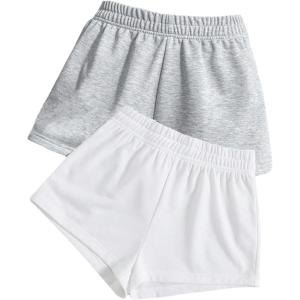 imageSOLY HUX Womens Sweat Shorts 2 Packs Elastic Waist Running Workout Mini Shorts Summer OutfitsWhite and Grey