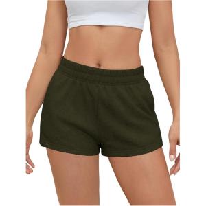 imageSOLY HUX Womens Sweat Shorts Casual Summer Elastic High Waist Running Lounge Shorts with PocketsArmy Green