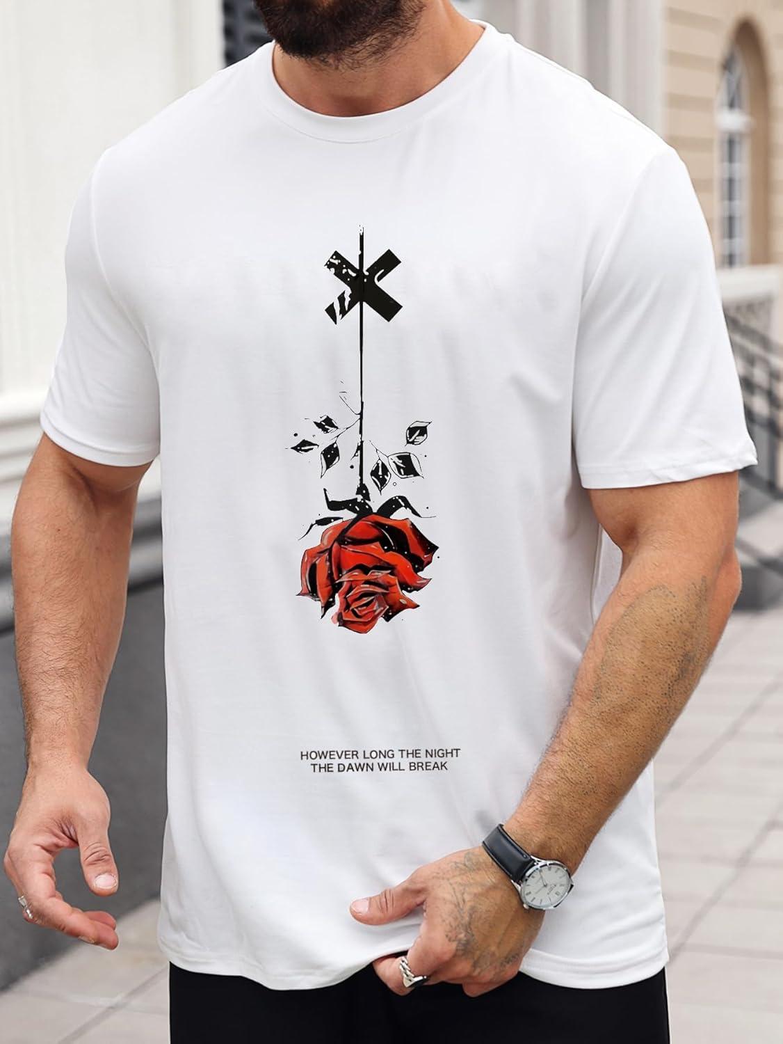 imageSOLY HUX Mens Oversized T Shirts Graphic Tees Summer Short Sleeve Crew Neck Baggy Vintage TopsWhite Floral