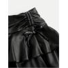 imageSOLY HUX Girls Cute Mini Skirts High Waisted Ruffle Layered Skirts Swing Flowy Skater Tennis SkirtBlack Leather