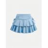 imageSOLY HUX Girls Cute Mini Skirts High Waisted Ruffle Layered Skirts Swing Flowy Skater Tennis SkirtLight Blue