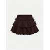imageSOLY HUX Girls Cute Mini Skirts High Waisted Ruffle Layered Skirts Swing Flowy Skater Tennis SkirtPlain Brown