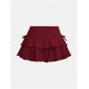 imageSOLY HUX Girls Cute Mini Skirts High Waisted Ruffle Layered Skirts Swing Flowy Skater Tennis SkirtPlain Burgundy