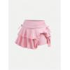 imageSOLY HUX Girls Cute Mini Skirts High Waisted Ruffle Layered Skirts Swing Flowy Skater Tennis SkirtPlain Pink