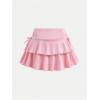 imageSOLY HUX Girls Cute Mini Skirts High Waisted Ruffle Layered Skirts Swing Flowy Skater Tennis SkirtPlain Pink