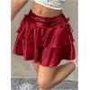 imageSOLY HUX Girls Cute Mini Skirts High Waisted Ruffle Layered Skirts Swing Flowy Skater Tennis SkirtPure Red