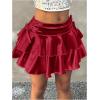 imageSOLY HUX Girls Cute Mini Skirts High Waisted Ruffle Layered Skirts Swing Flowy Skater Tennis SkirtPure Red