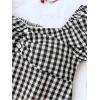 imageSOLY HUX Girls Gingham Tops Y2K Cute Blouse Summer Sweetheart Neck Shirts Aesthetic ClothesBlack Gingham