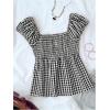 imageSOLY HUX Girls Gingham Tops Y2K Cute Blouse Summer Sweetheart Neck Shirts Aesthetic ClothesBlack Gingham