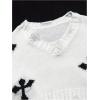 imageSOLY HUX Girls Gothic Print Distressed Crop Sweater Long Sleeve Shirts V Neck Knitted PulloversBlack and White