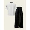 imageSOLY HUX Girls Sporty Outfits Number Graphic Jersey Shirt and Baggy Sweatpants Suit 2 Piece SetBlack White 23