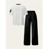 imageSOLY HUX Girls Sporty Outfits Number Graphic Jersey Shirt and Baggy Sweatpants Suit 2 Piece SetWhite Black 79