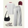 imageSOLY HUX Girls Sporty Outfits Number Graphic Jersey Shirt and Baggy Sweatpants Suit 2 Piece SetWhite Grey 79