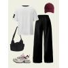 imageSOLY HUX Girls Sporty Outfits Number Graphic Jersey Shirt and Baggy Sweatpants Suit 2 Piece SetWhite and Black