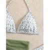 imageSOLY HUX Girls Summer Swimsuit Set Floral Halter Triangle Bikini Set with Wrap Skirts BeachwearGreen and White