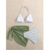 imageSOLY HUX Girls Summer Swimsuit Set Floral Halter Triangle Bikini Set with Wrap Skirts BeachwearGreen and White