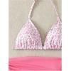 imageSOLY HUX Girls Summer Swimsuit Set Floral Halter Triangle Bikini Set with Wrap Skirts BeachwearPink and White