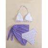 imageSOLY HUX Girls Summer Swimsuit Set Floral Halter Triangle Bikini Set with Wrap Skirts BeachwearPurple and White